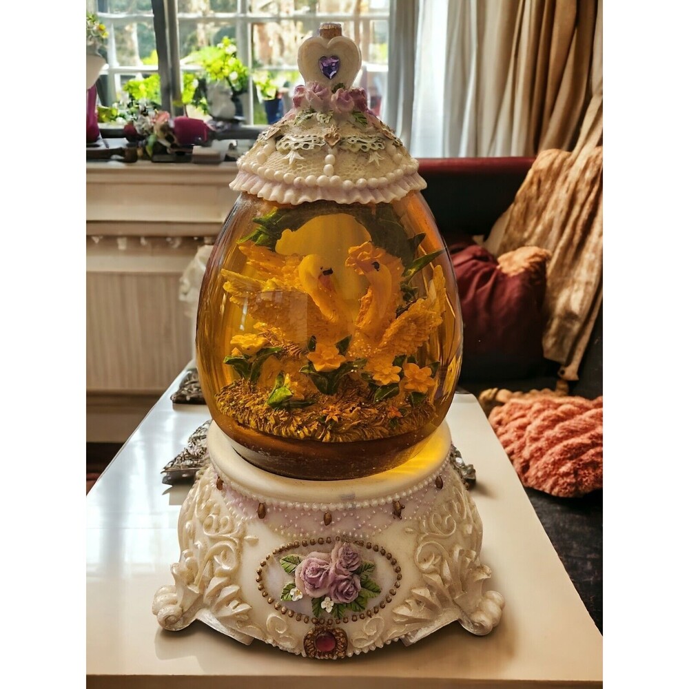 San Fransisco, Two Swans Frolicking, Musical Snow Globe, Purple Charms, Roses